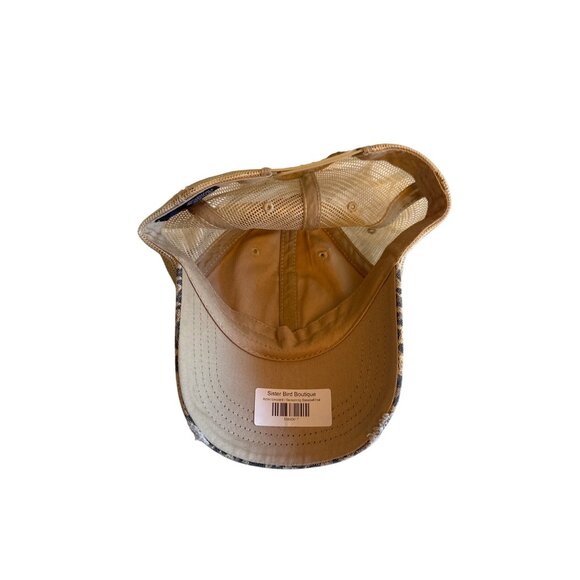 Leopard Print Mesh Back Trucker Hat Embroidered Thunderbird Patch Adjustable - Picture 4 of 5